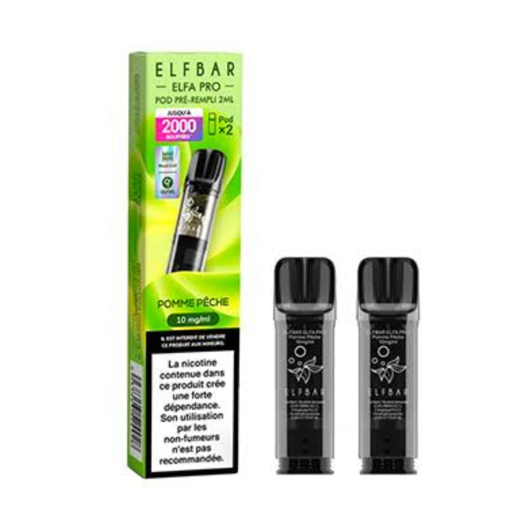 Cartouche Pomme PĂȘche ELFA Pro Elf Bar CARTOUCHE POMME đ PĂCHE đ ELFA PRO (2x2ML) - ELFBAR